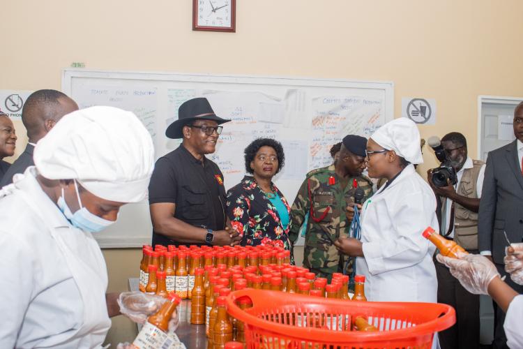 His Excellency Dr Lazarus McCarthy Chakwera interacts with Kwithu Staff